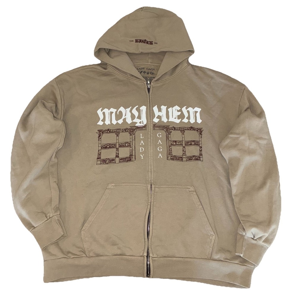 Lady Gaga Opera Haus Hoodie XXL Beige Full Zip Mayhem Ball 2025 Merch NEW *flaws